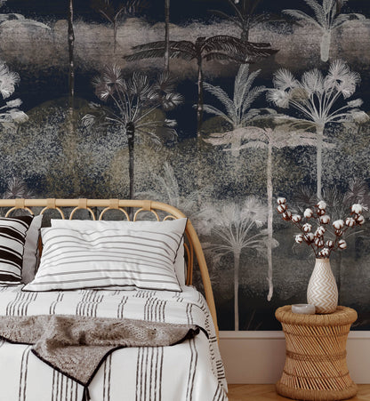 Tropical Midnight Palms wallpaper