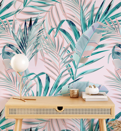 Modern Beautiful Palm Leaf Wallpaper