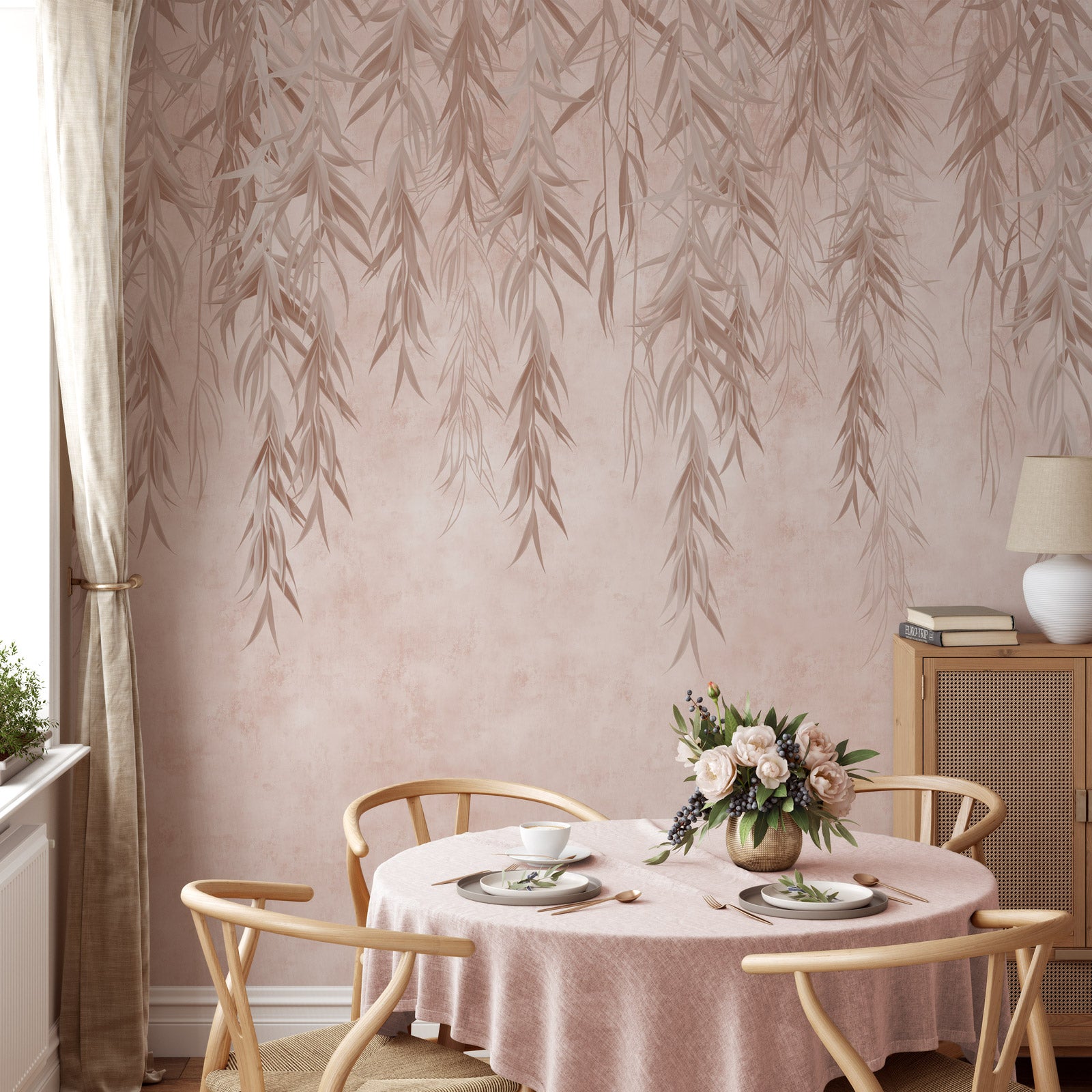 Willow Rain Branches Wallpaper