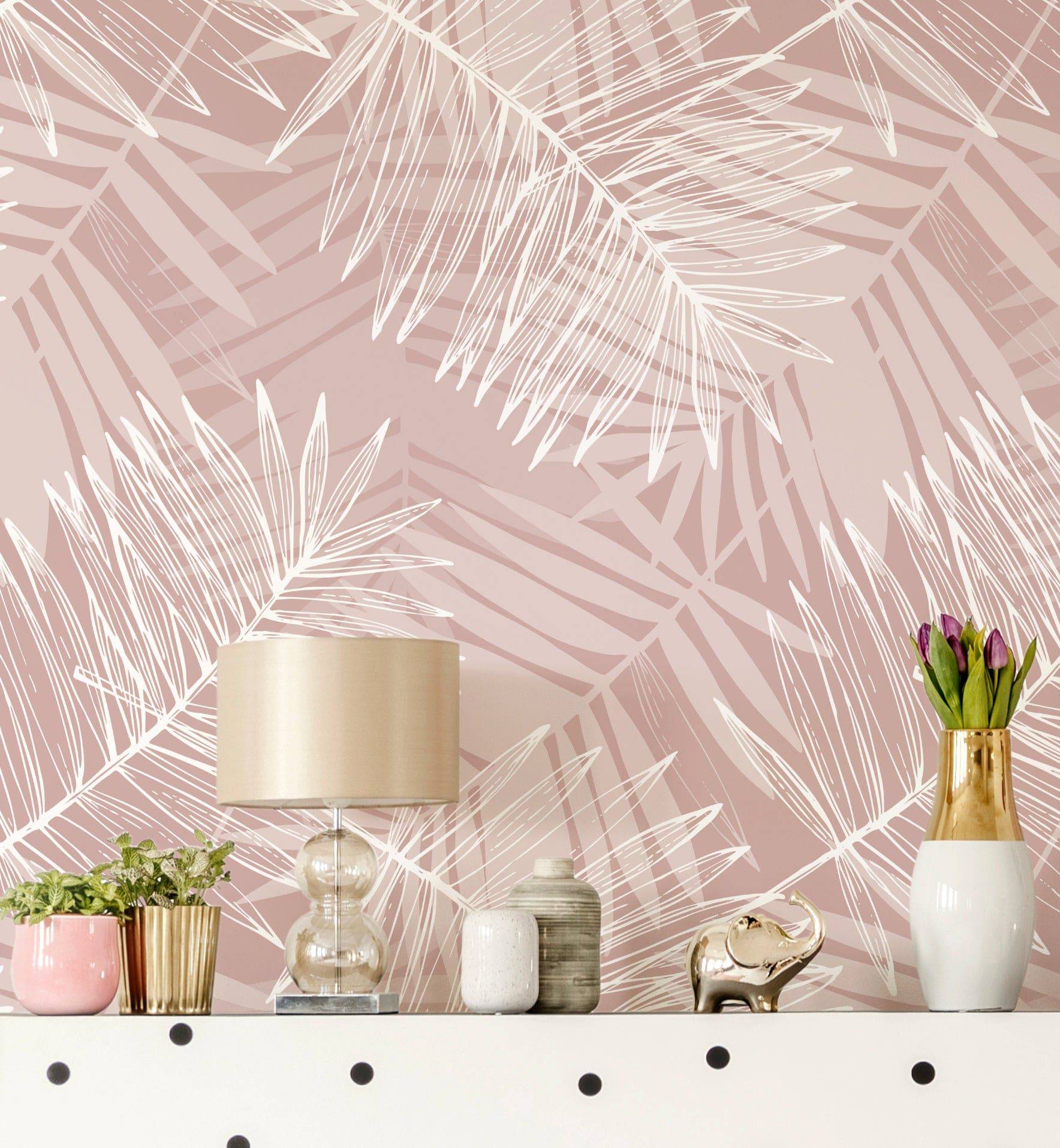 Abstract Blush Leaves - Walltrendz