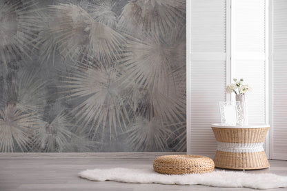 Dark Palm Leaves Mural Wallpaper