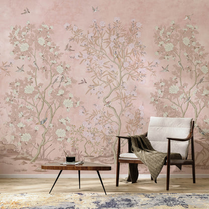 Chinoiserie Magnolia And Birds Wallpaper