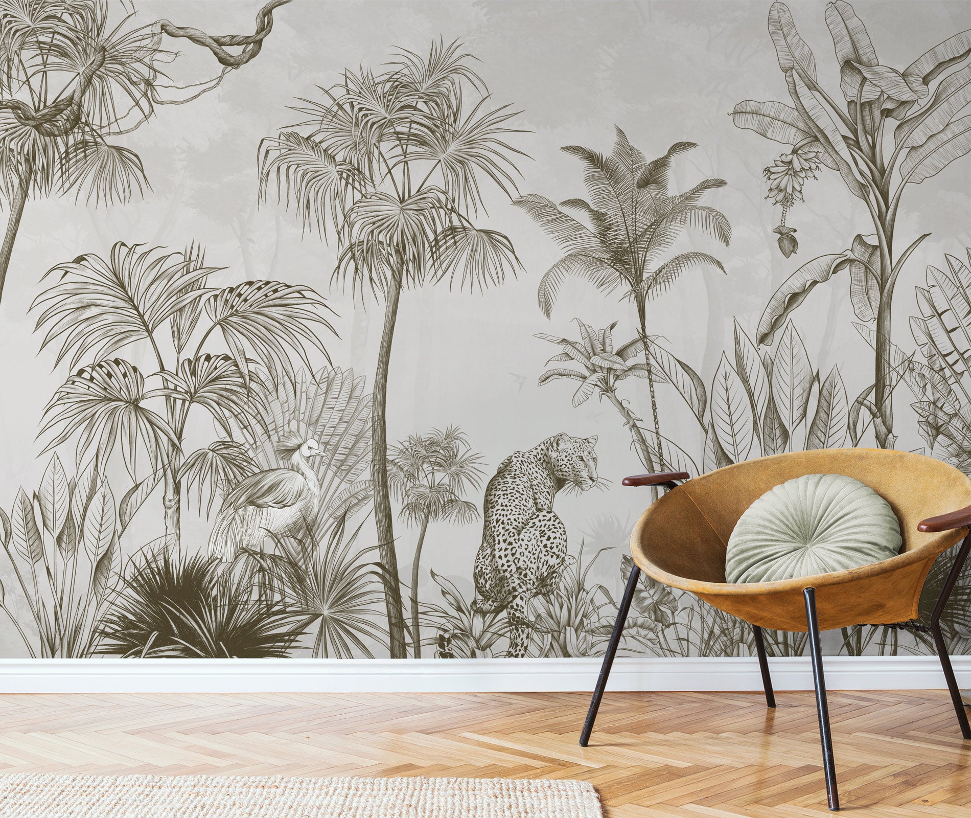 Tropical Etching  Mural Wallpaper