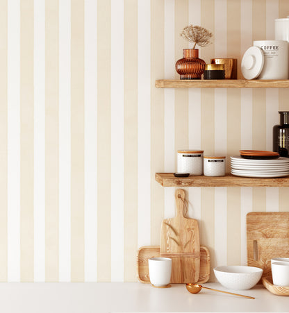 Tan Watercolor Stripe Wallpaper