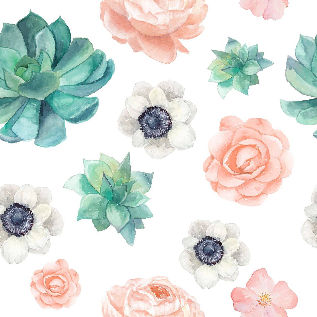 Watercolor Anemones - Walltrendz