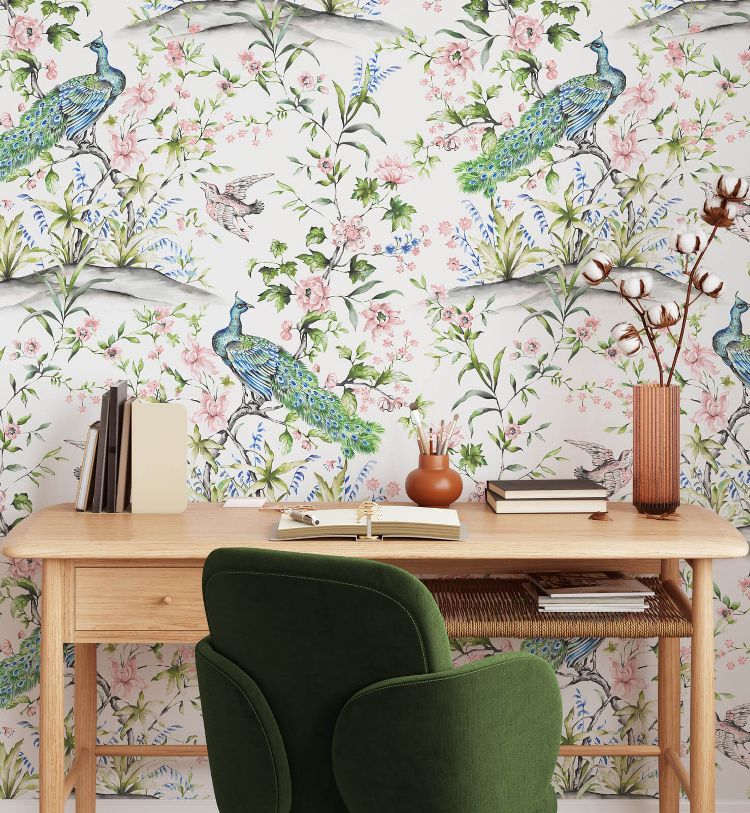 Beautiful Watercolor Peacock Wallpaper