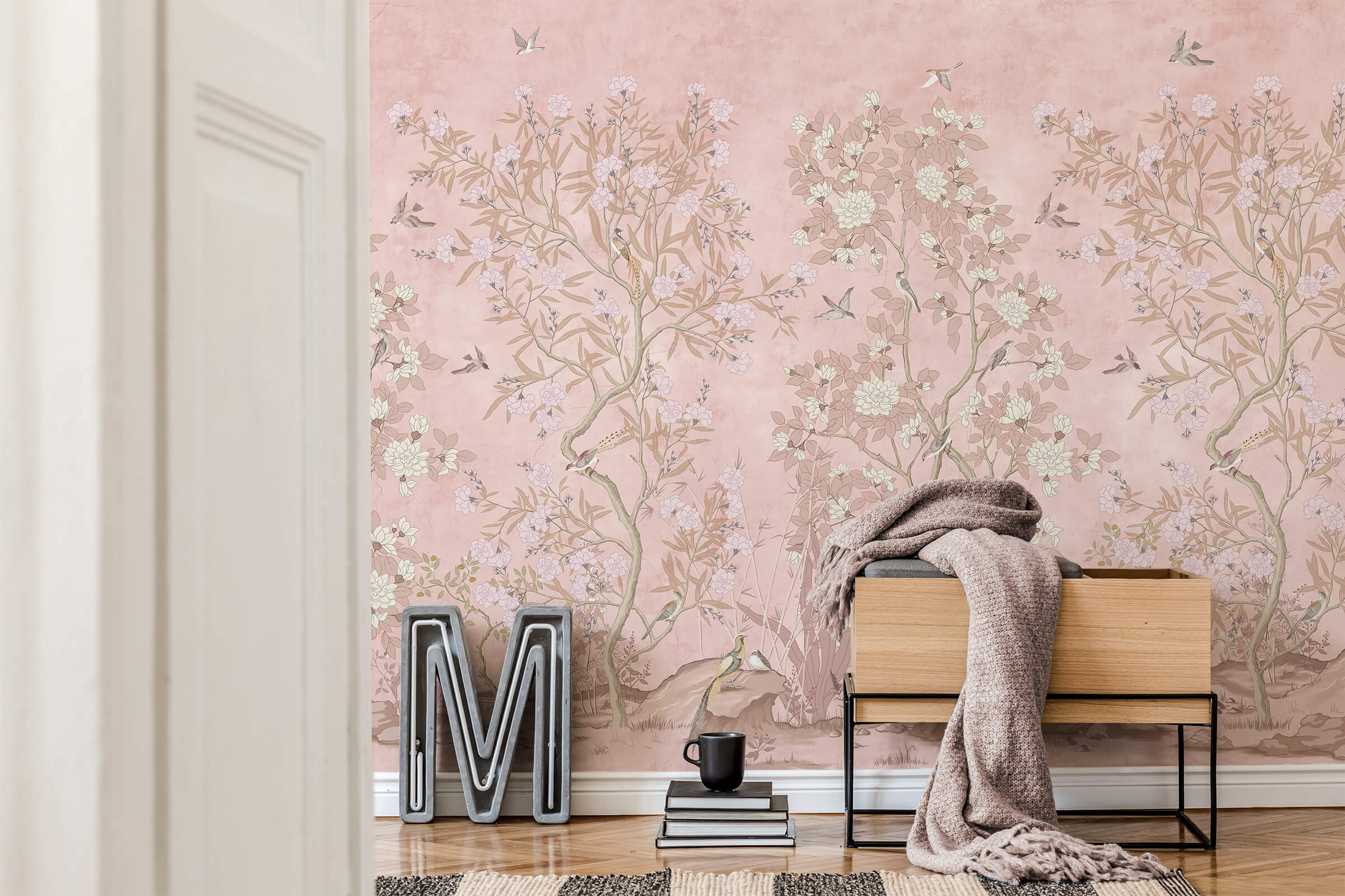 Chinoiserie Magnolia And Birds Wallpaper