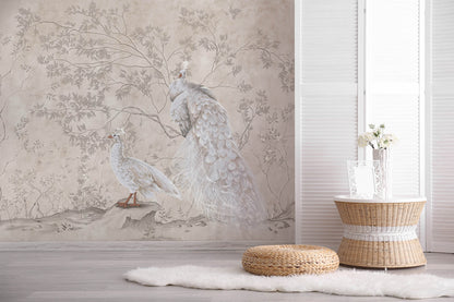 Vintage Chinoiserie Peacock Luxury Wallpaper