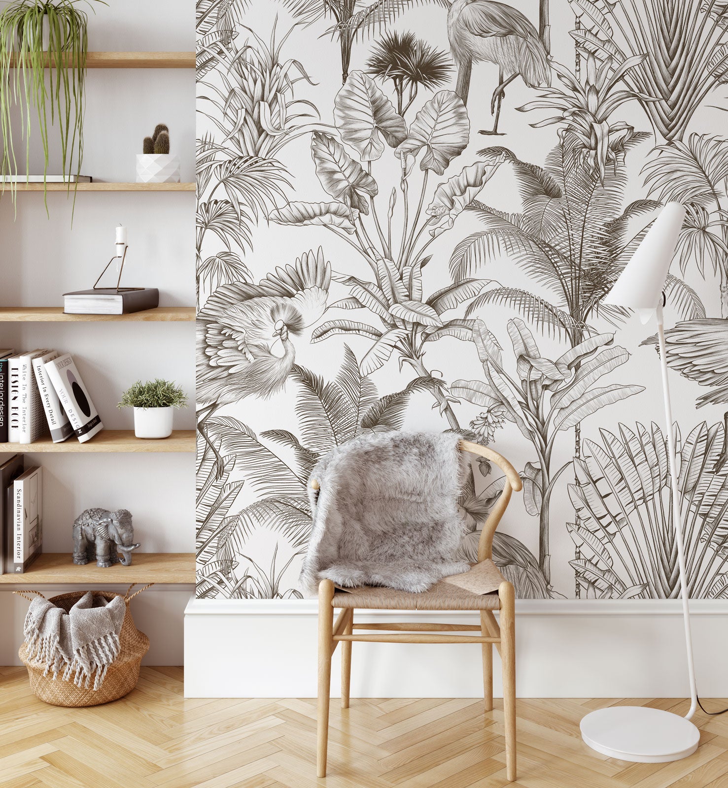 Tropical Crane Bird Forest Wallpaper