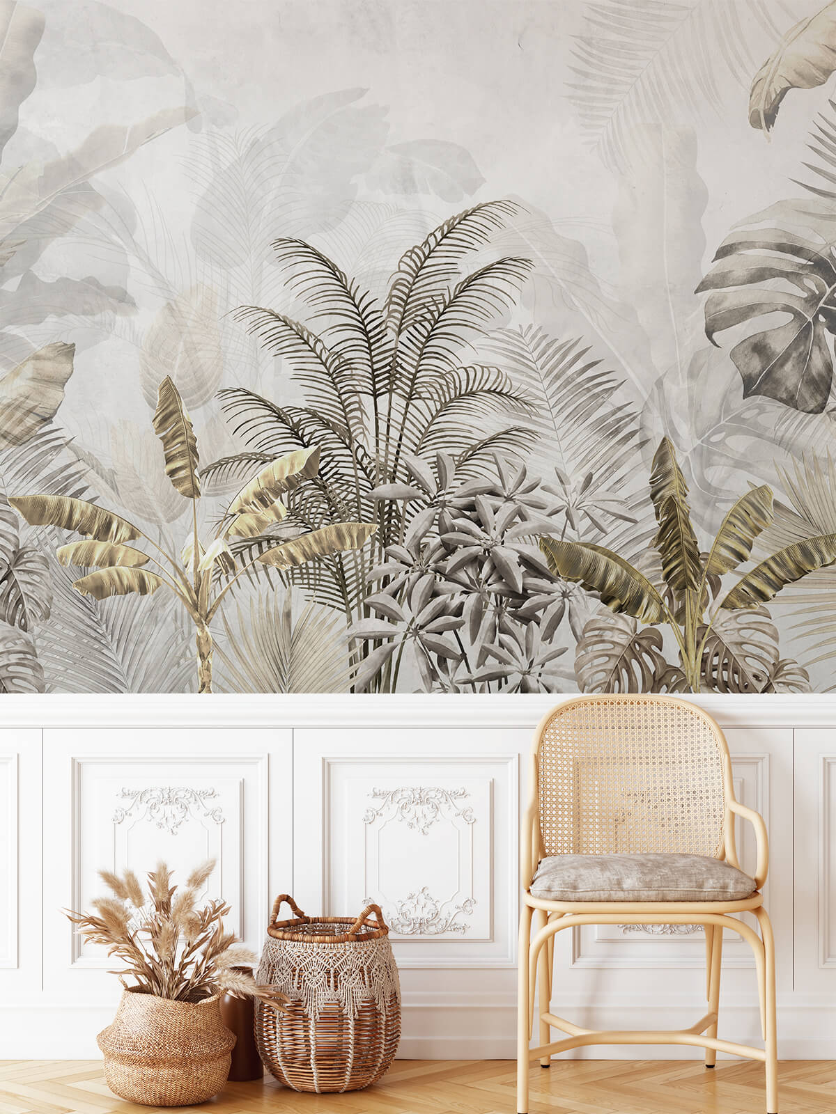 Tropical Elegant Large Leaf Wallpaper