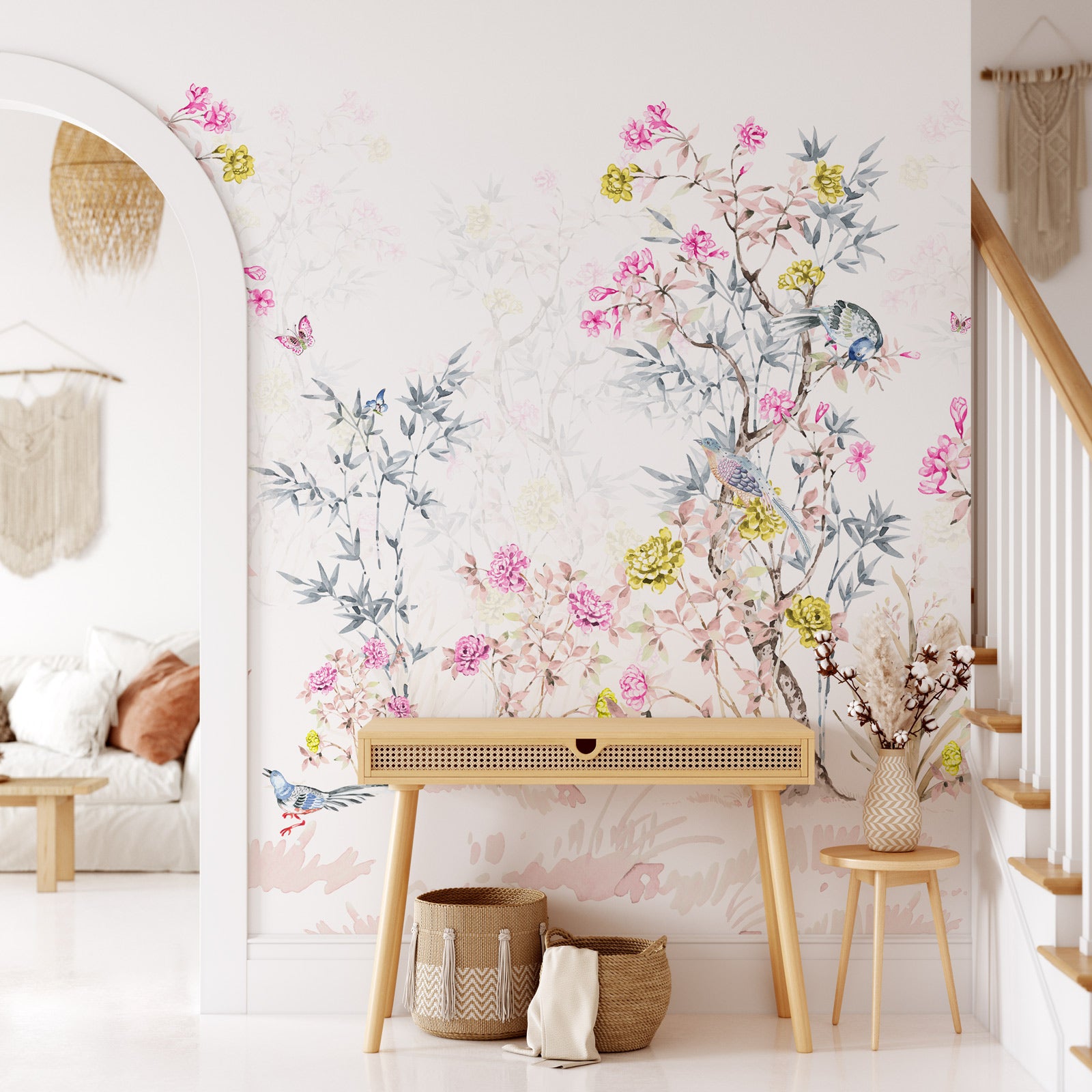 Colorful Chinoiserie Mural Wallpaper