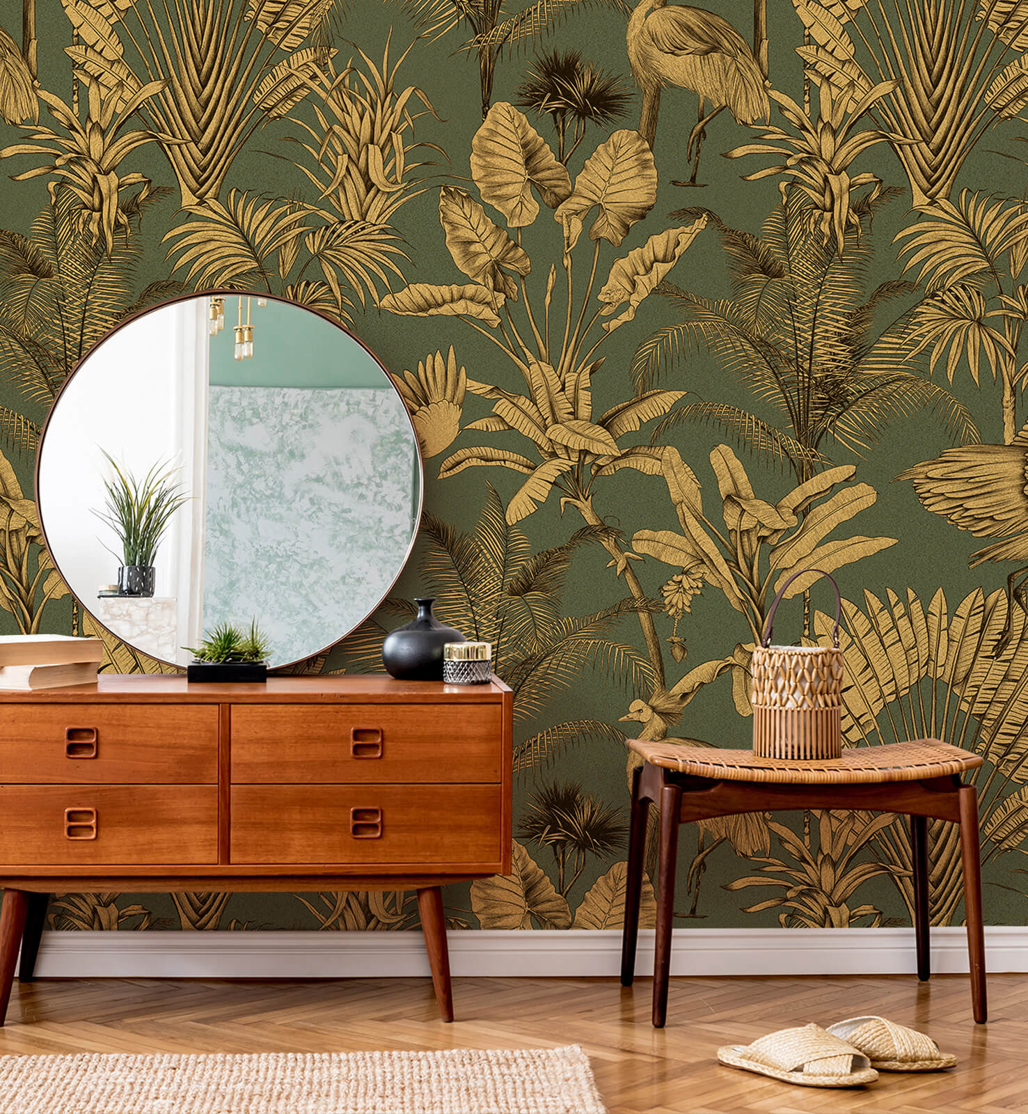 Tropical Crane Palm Tree Wallpaper