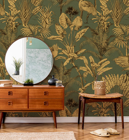 Tropical Crane Palm Tree Wallpaper