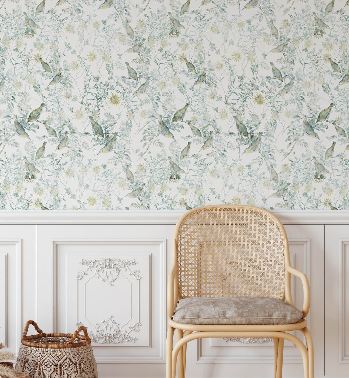Playful Birds And Garden Wallpaper
