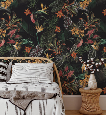 Tropical Midnight Jungle Wallpaper