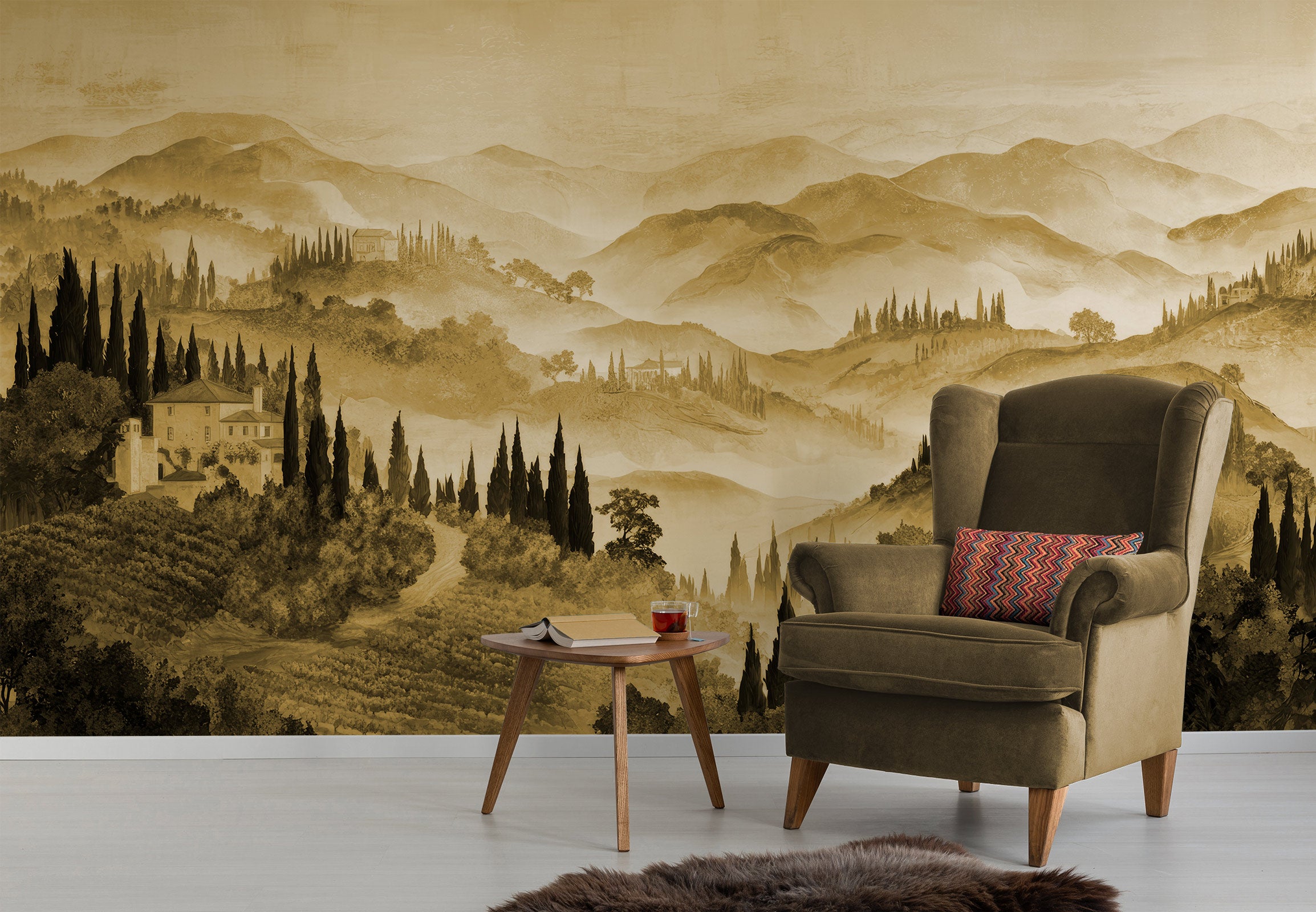 Retro Style Landscape Wallpaper