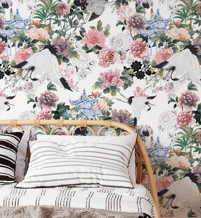 Chinoiseries Peonies Wallpaper
