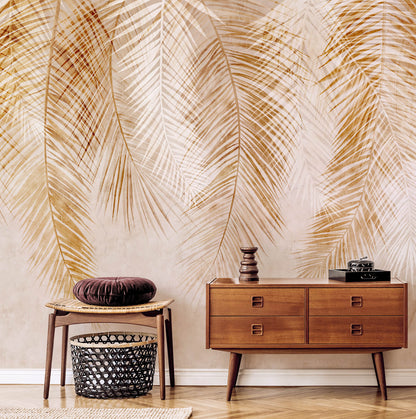 Leave Large Palm Retro Wallpaper