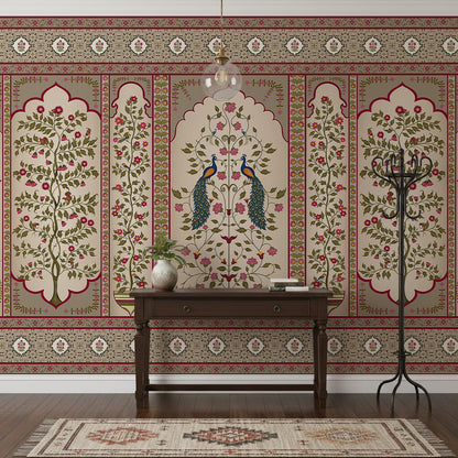 Indian Madhuban Jharoka Floral Wallpaper