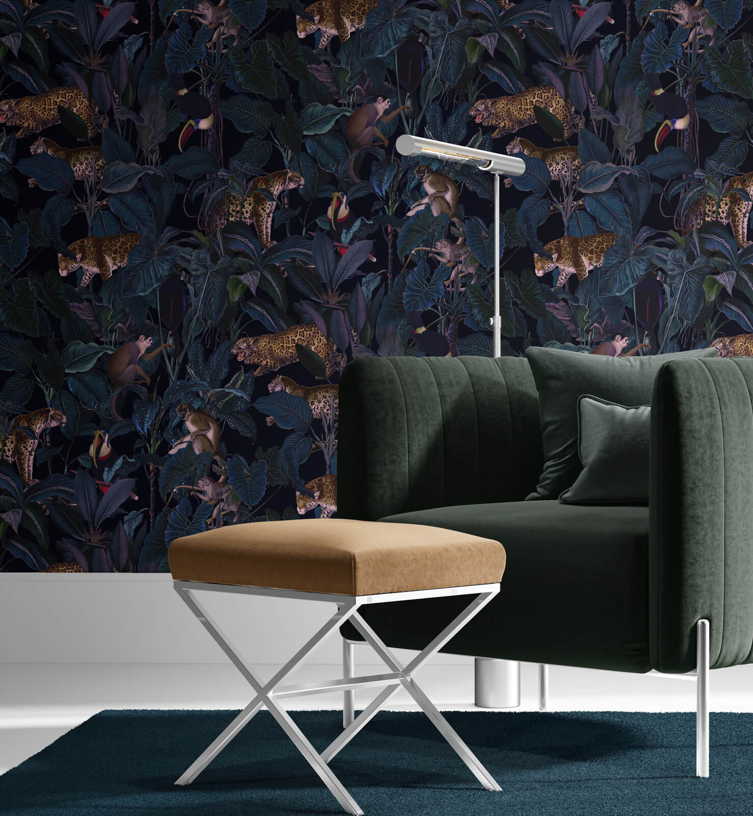 Tropical Jungle Wallpaper with Leopards
