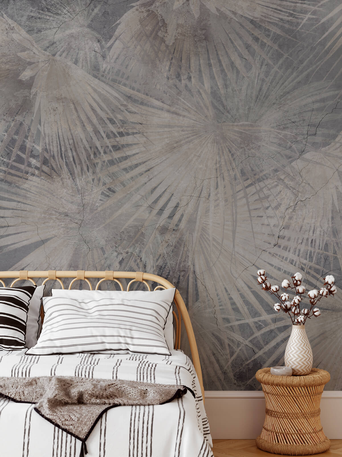 Dark Palm Leaves Mural Wallpaper