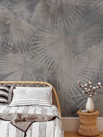 Dark Palm Leaves Mural Wallpaper