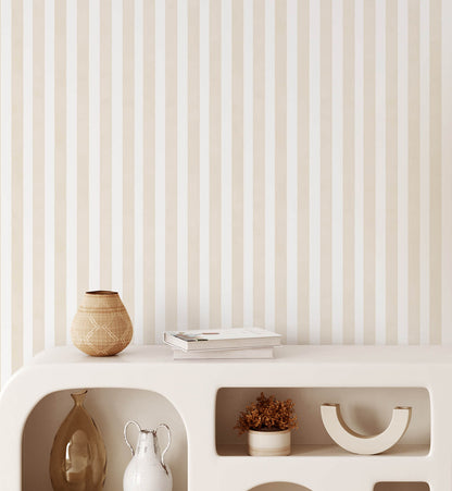 Tan Watercolor Stripe Wallpaper