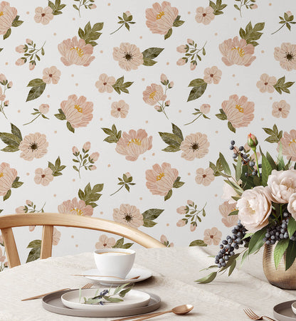 Boho Flower Natural Wallpaper