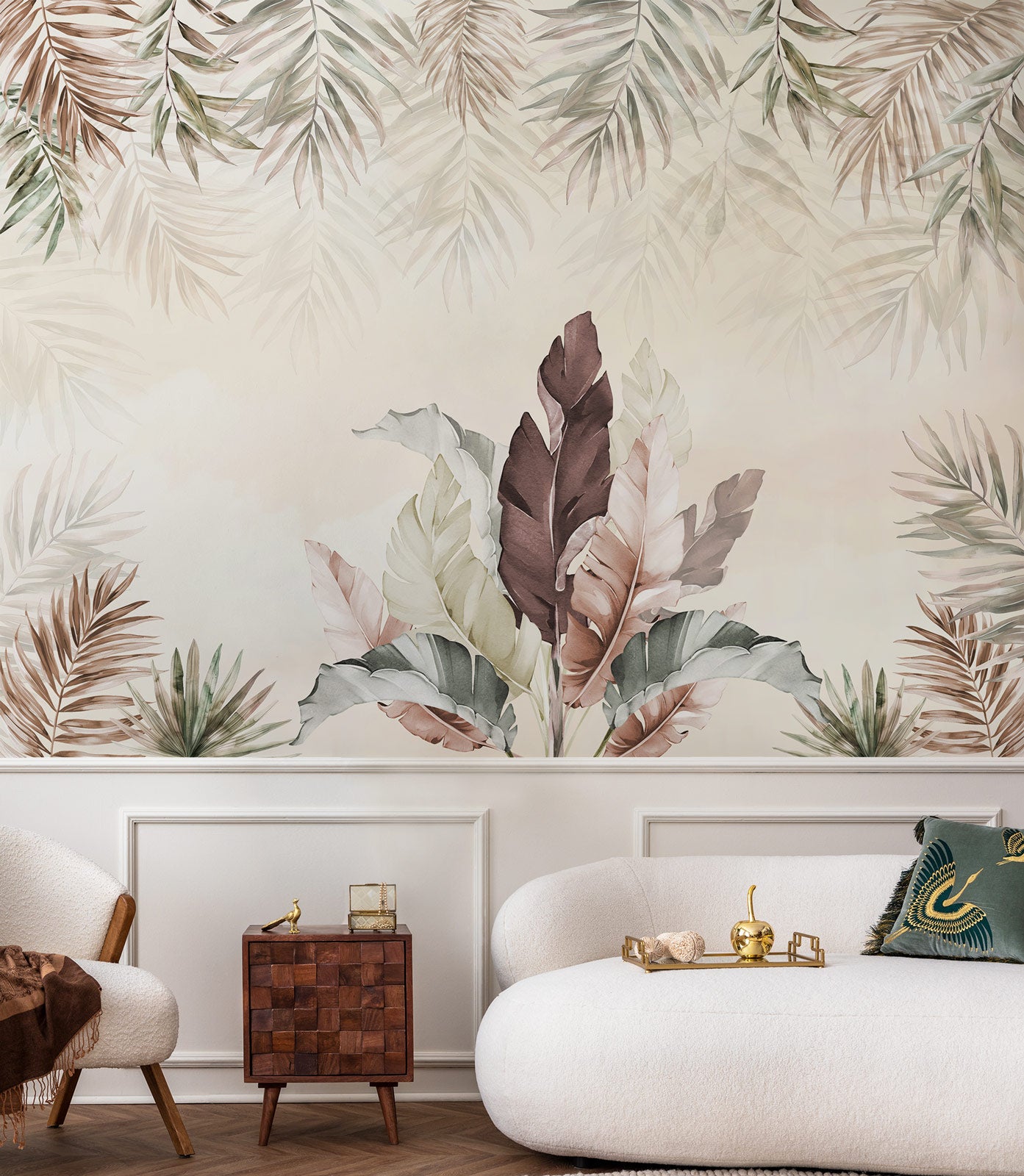 Watercolor Banana Large Exotic Leaf Wallpaper