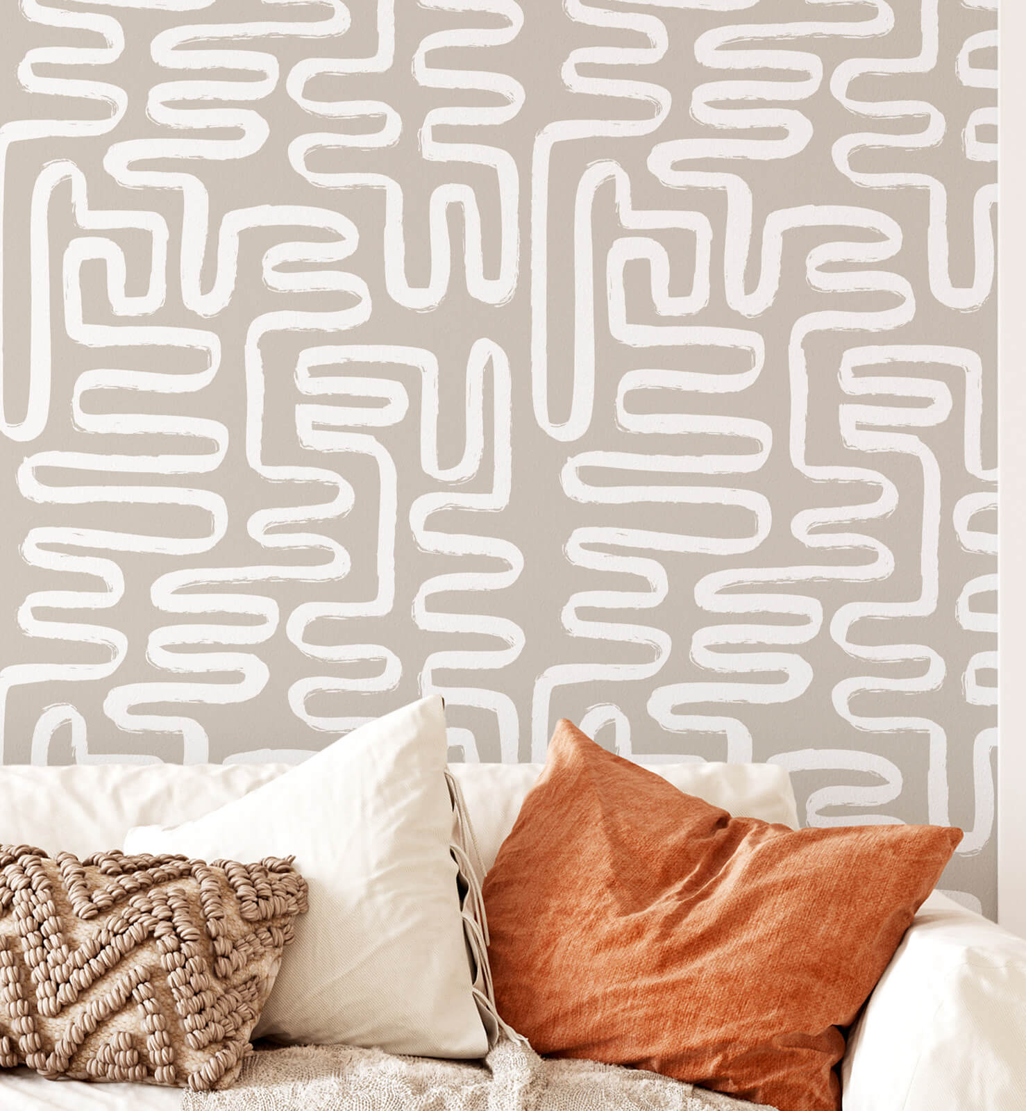 Neutral Beige line Wallpaper