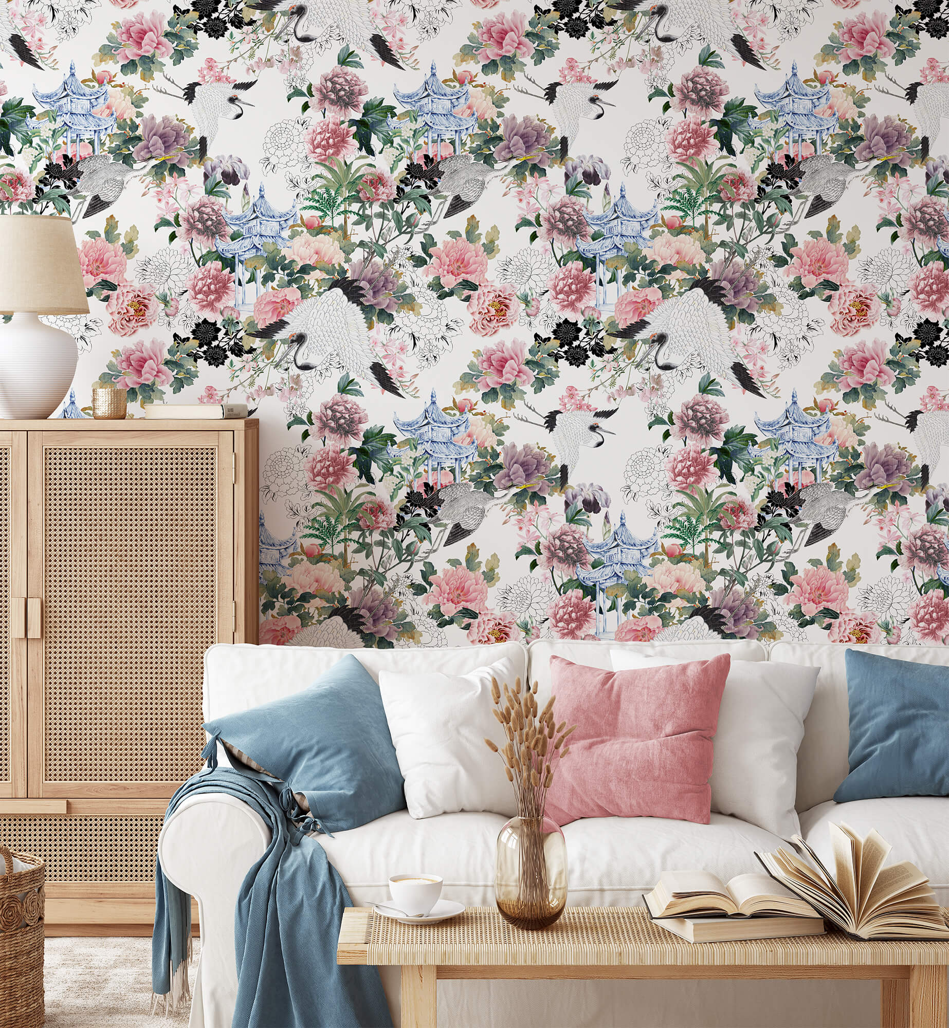 Chinoiseries Peonies Wallpaper