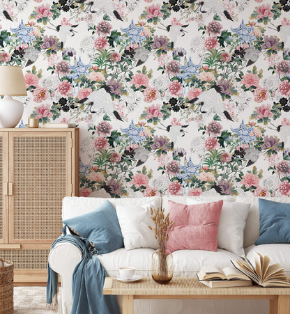 Chinoiseries Peonies Wallpaper