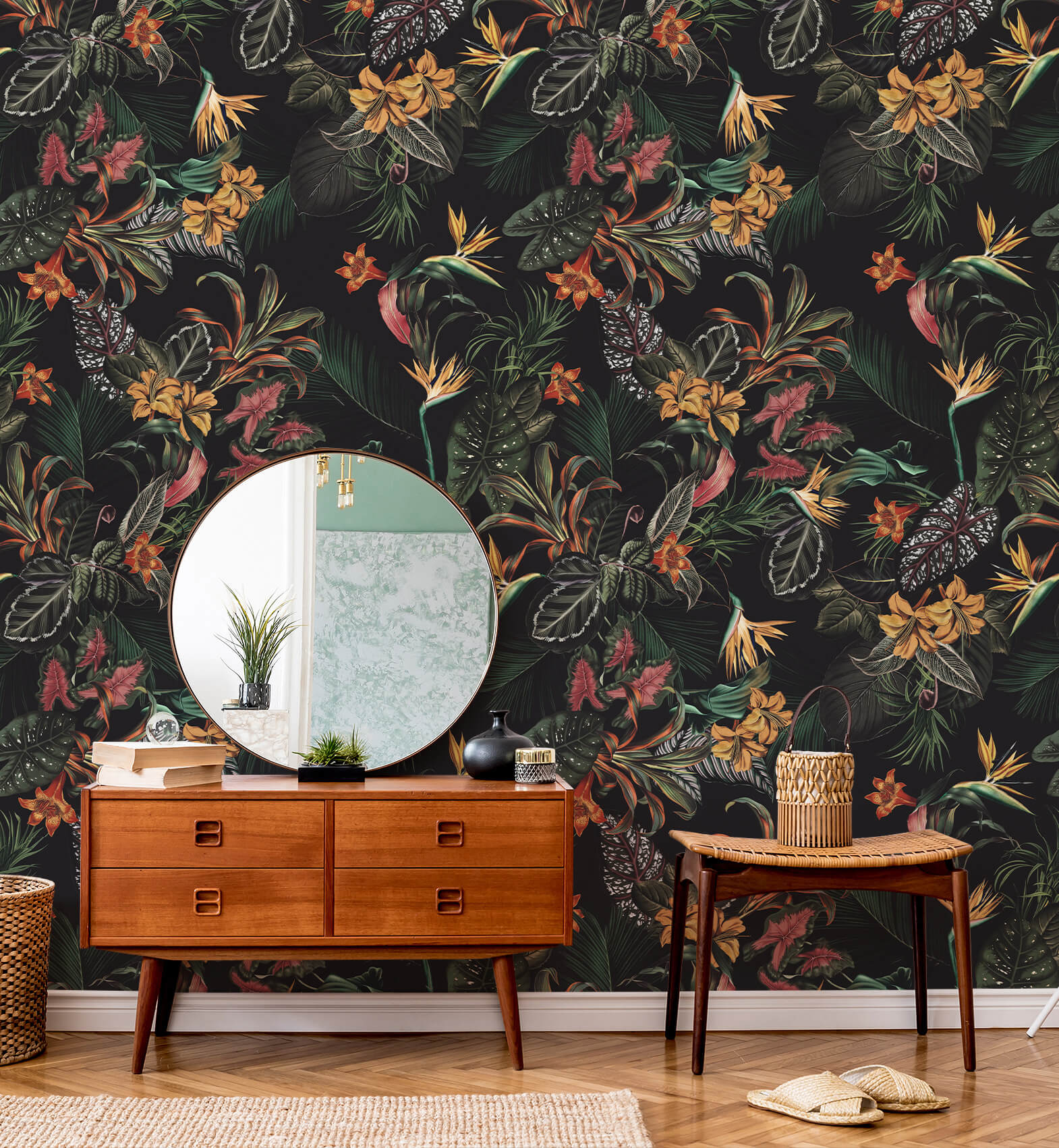 Tropical Midnight Jungle Wallpaper