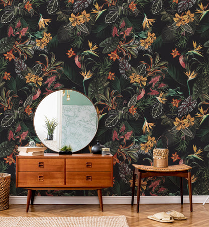 Tropical Midnight Jungle Wallpaper