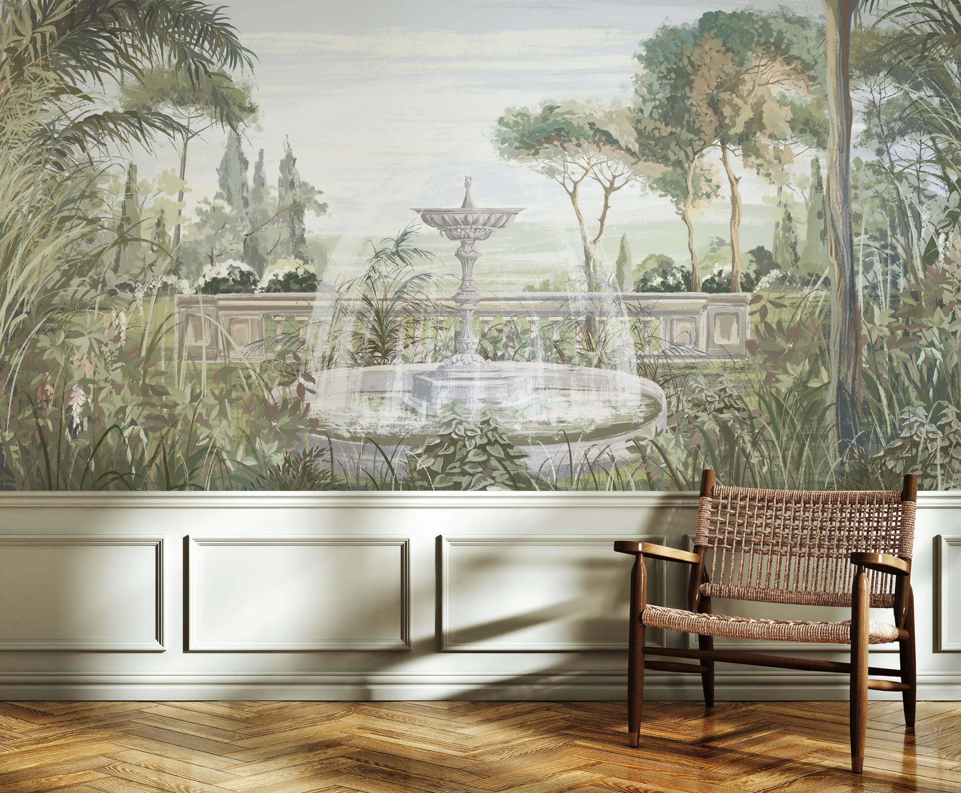 Watercolor Toscana garden Wallpaper