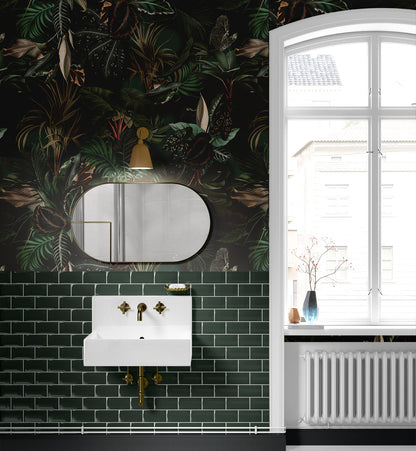 Moody Tropical Palm & Exotic Leaves Wallpaper