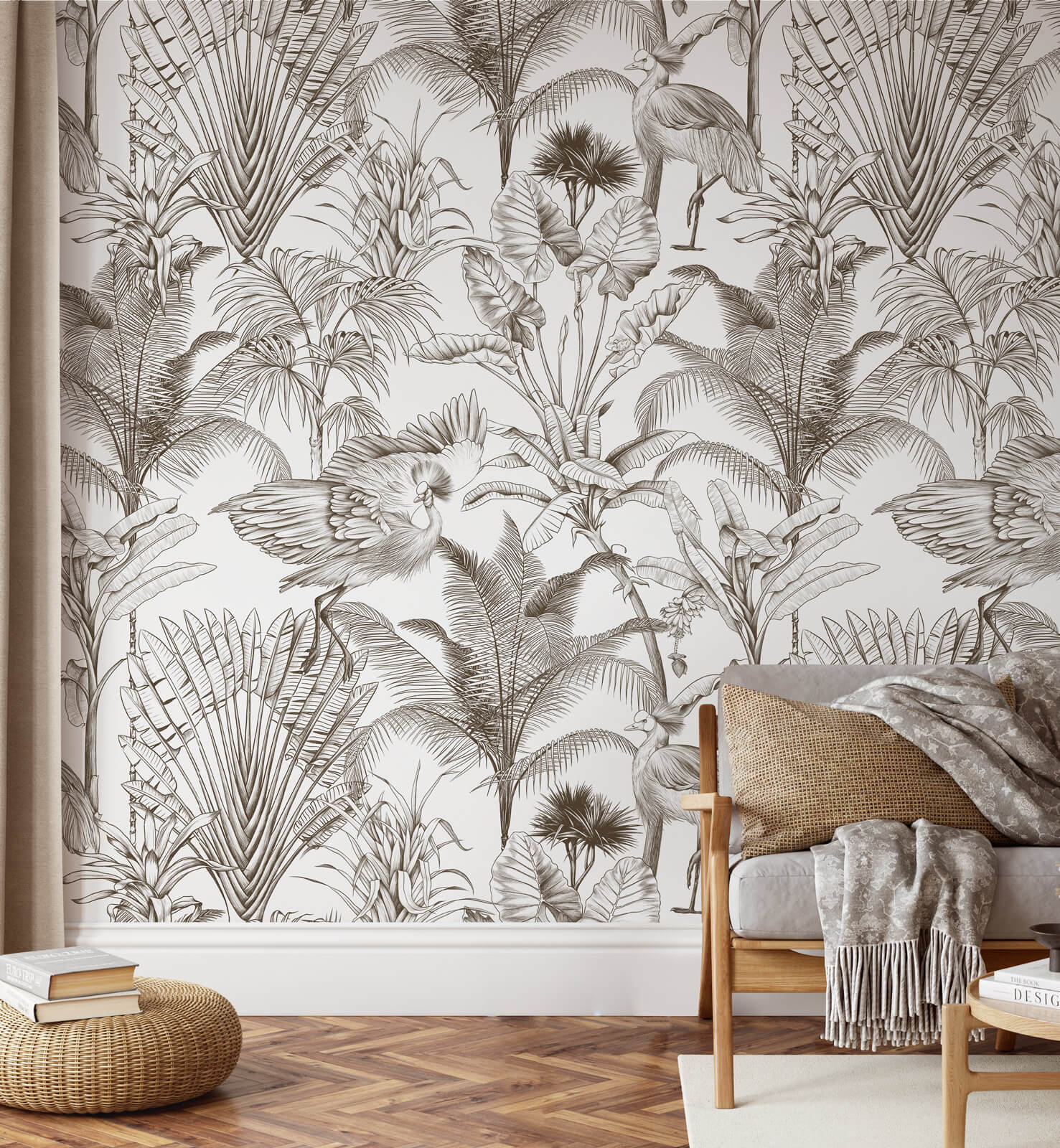 Tropical Crane Bird Forest Wallpaper