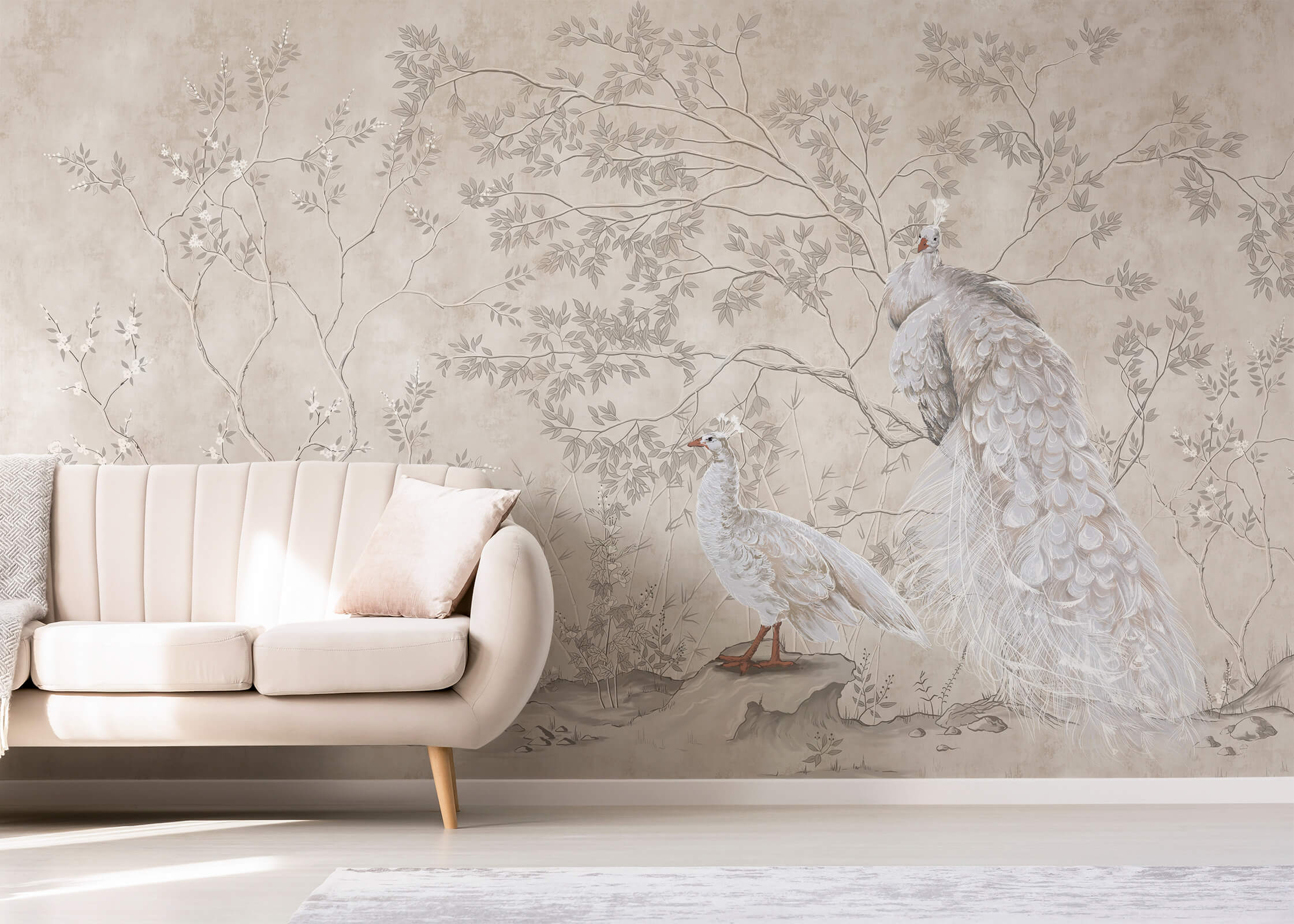 Vintage Chinoiserie Peacock Luxury Wallpaper
