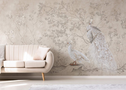 Vintage Chinoiserie Peacock Luxury Wallpaper