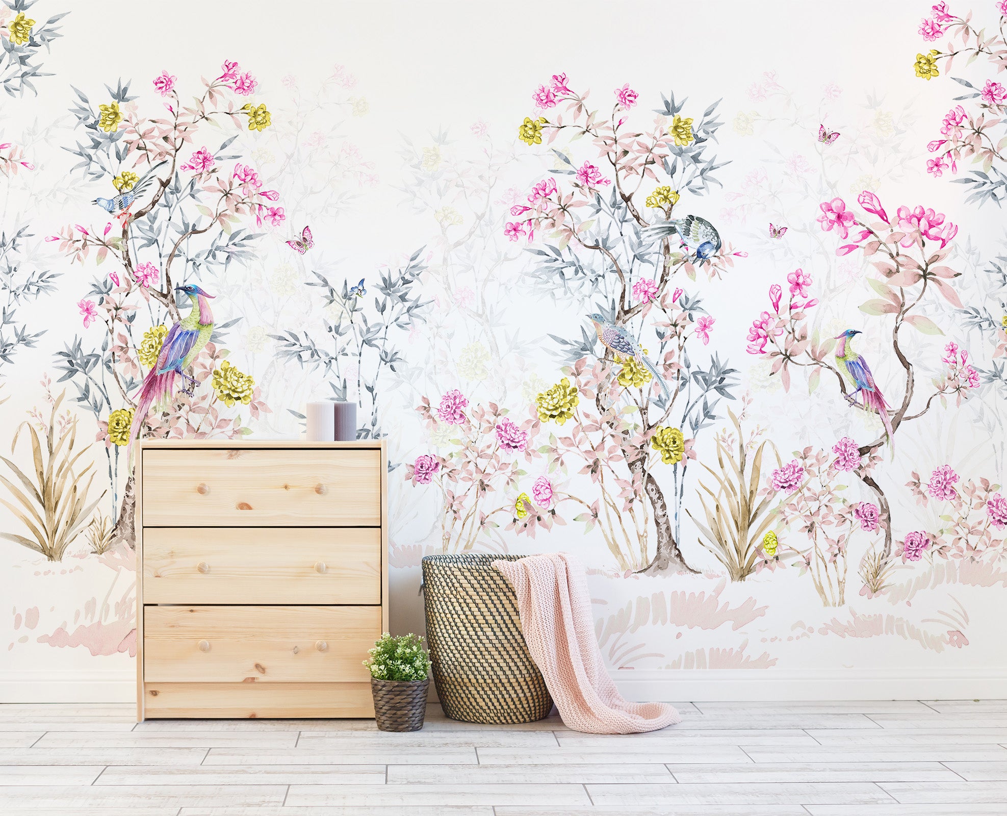 Colorful Chinoiserie Mural Wallpaper