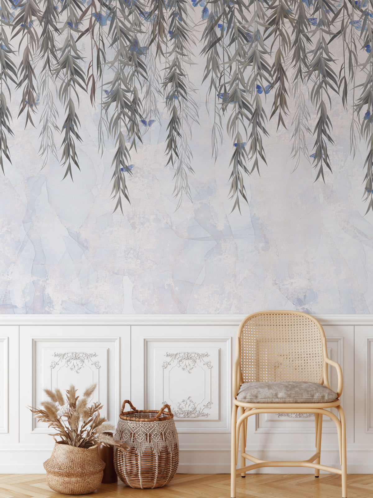 Willow Rain Hand Drawn Wallpaper