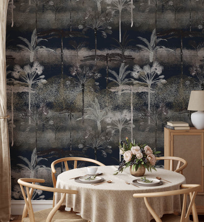 Tropical Midnight Palms wallpaper