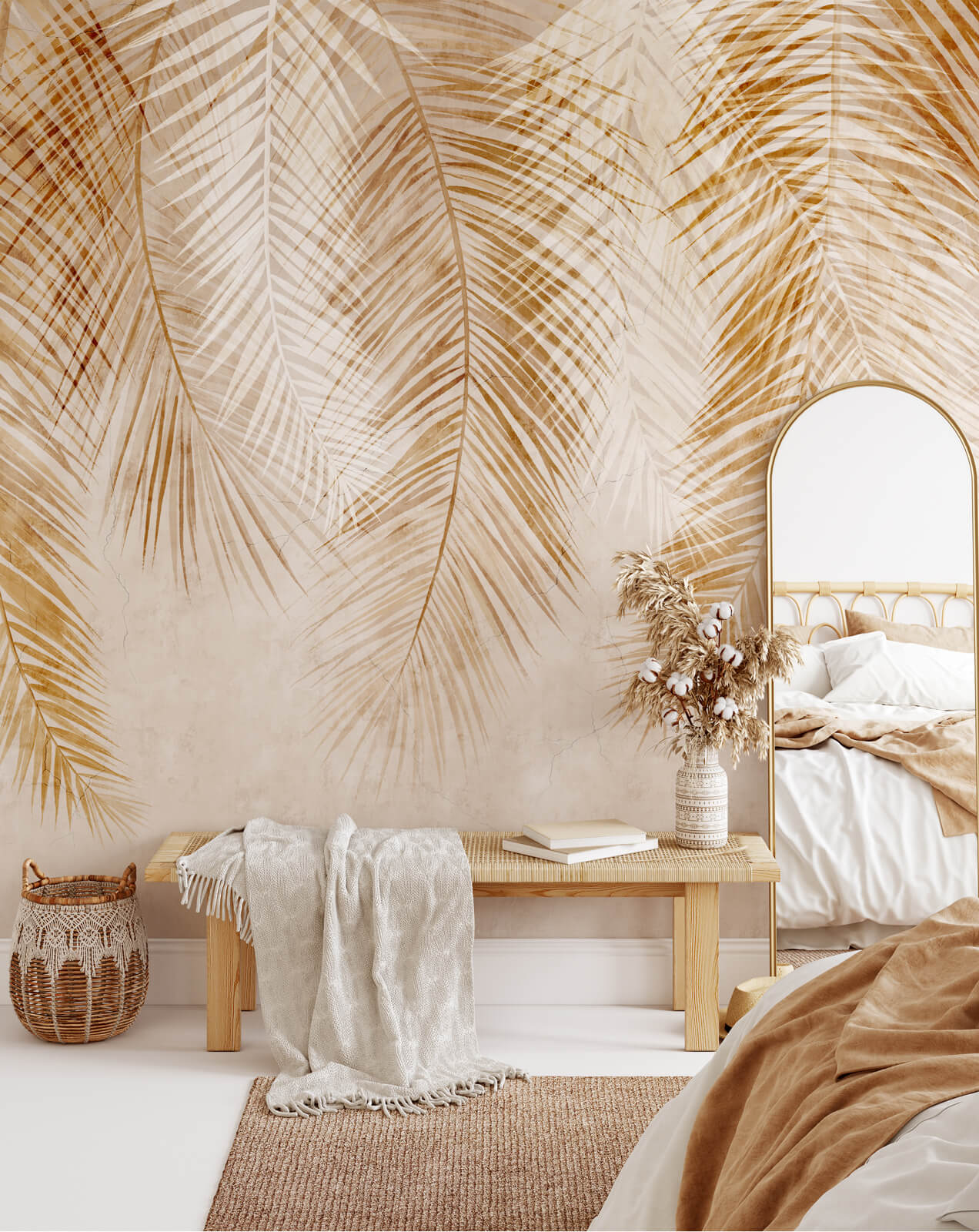 Leave Large Palm Retro Wallpaper
