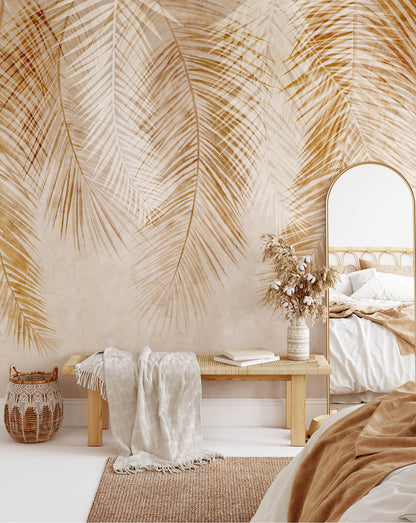 Leave Large Palm Retro Wallpaper