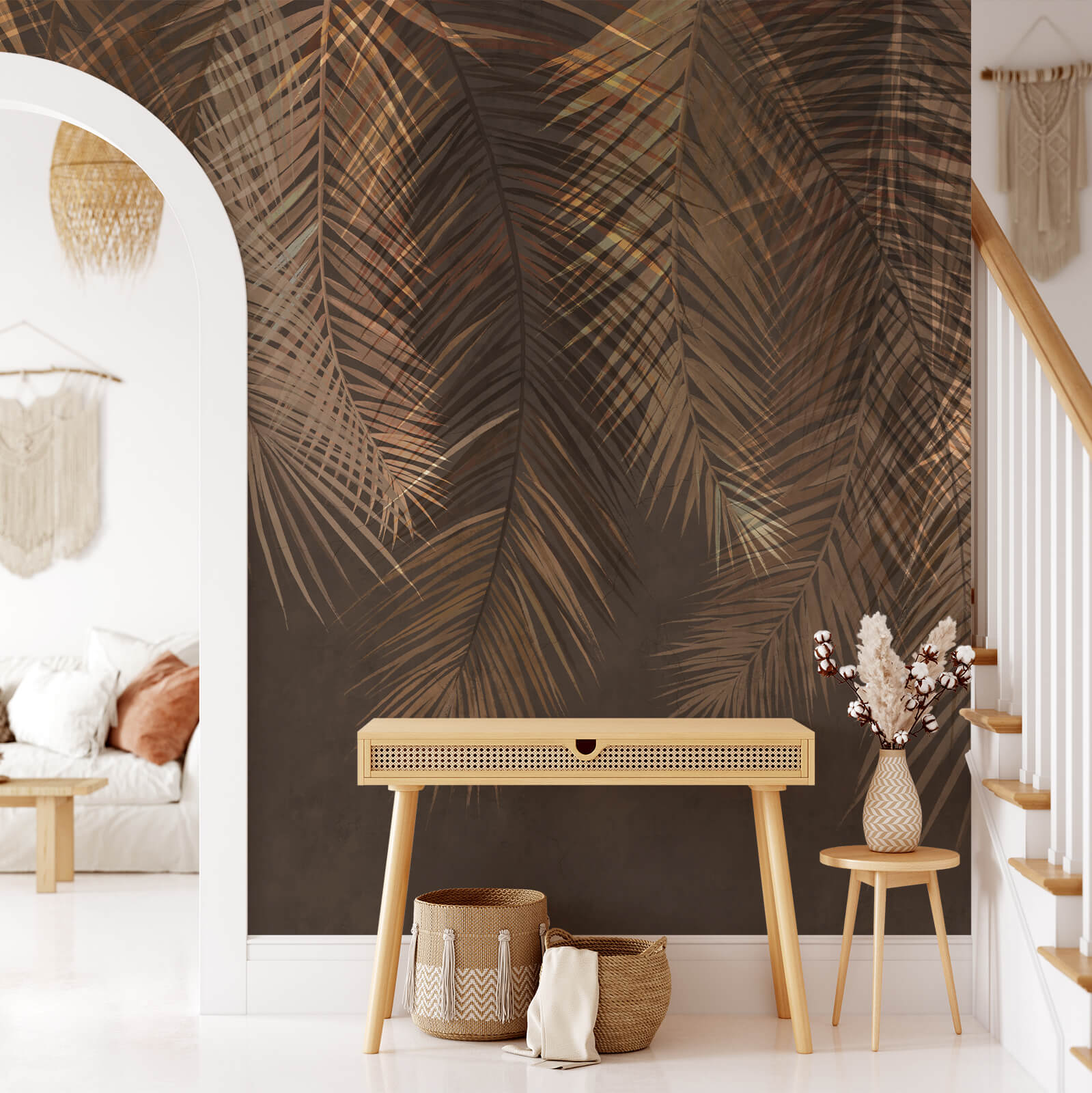 Hand Drawn Palm Leave Mural Wallpaper