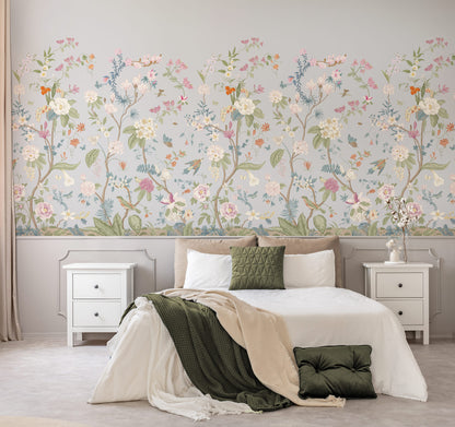 Vintage Chinoiserie Blooming trees Wallpaper