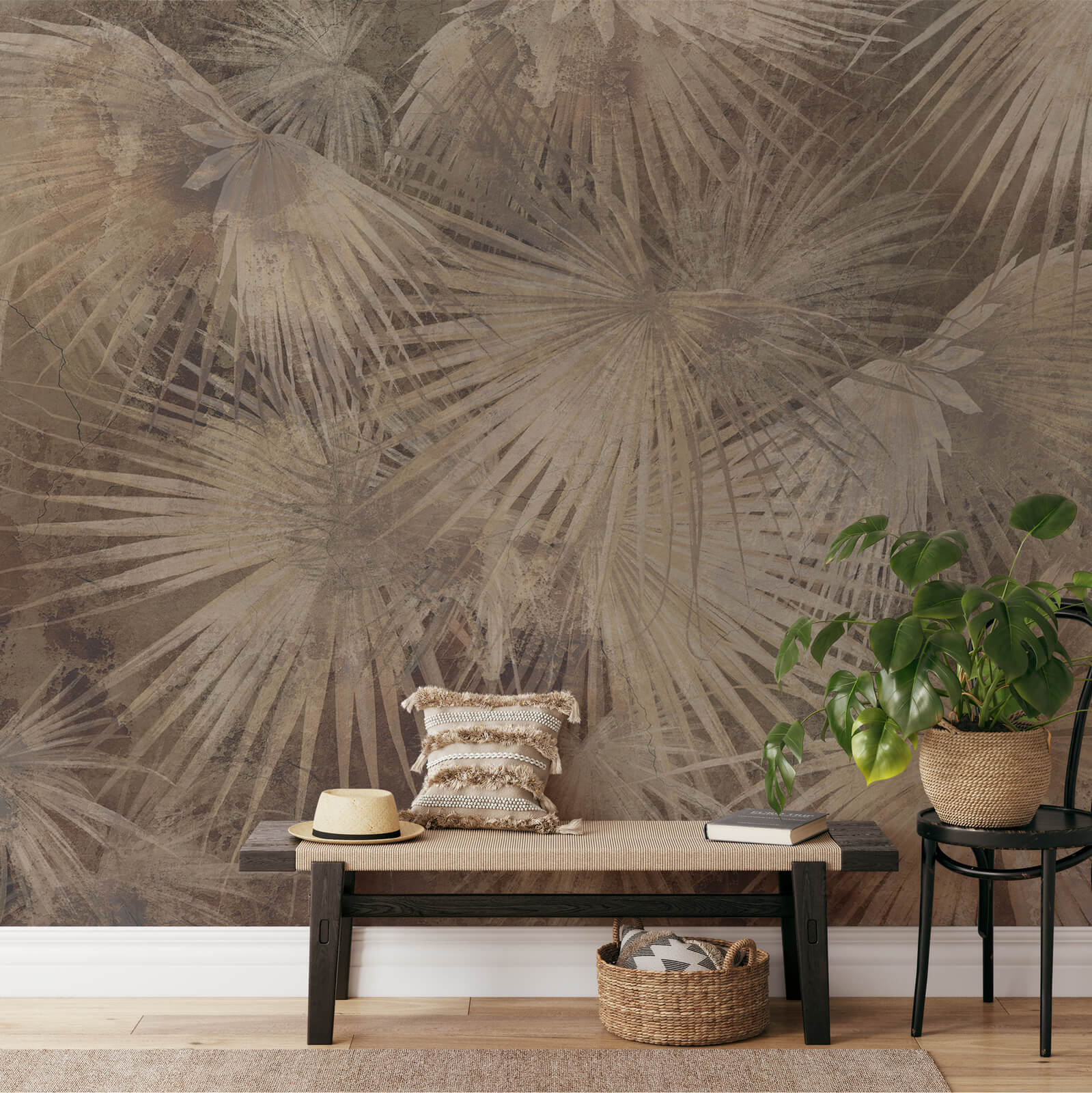 Hand Drawn Leave Mural Wallpaper