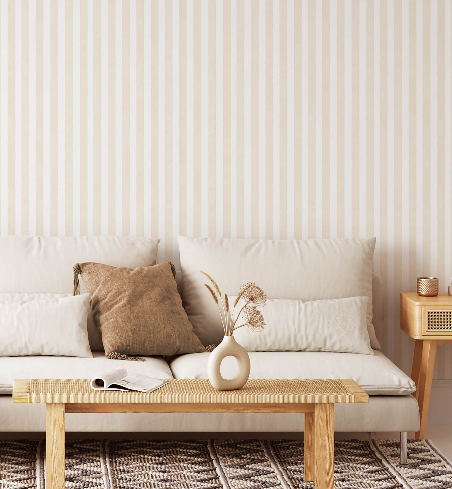 Tan Watercolor Stripe Wallpaper