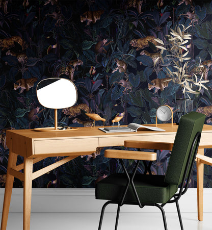Tropical Jungle Wallpaper with Leopards