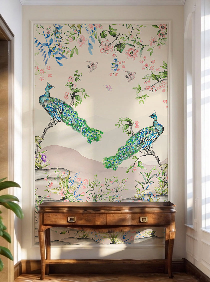French Chinoiserie Watercolor Wallpaper